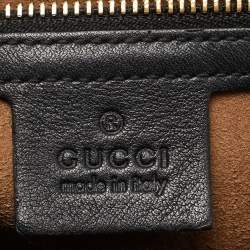 Pre Owned Gucci Beige/Black GG Supreme Canvas and Leather Medium Padlock Shoulder Bag