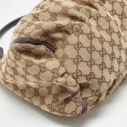 Pre Owned Gucci Beige/Black GG Canvas and Leather Abbey D-Ring Hobo