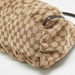 Pre Owned Gucci Beige/Black GG Canvas and Leather Abbey D-Ring Hobo