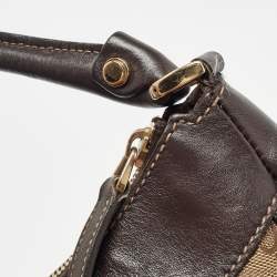 Pre Owned Gucci Beige/Black GG Canvas and Leather Abbey D-Ring Hobo