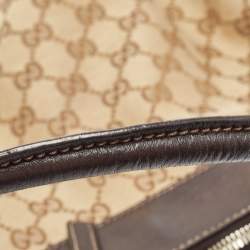 Pre Owned Gucci Beige/Black GG Canvas and Leather Abbey D-Ring Hobo