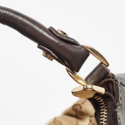 Pre Owned Gucci Beige/Black GG Canvas and Leather Abbey D-Ring Hobo