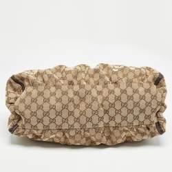 Pre Owned Gucci Beige/Black GG Canvas and Leather Abbey D-Ring Hobo