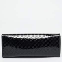 Pre Owned Gucci Black Microguccissima Patent Leather Small Broadway Clutch