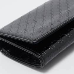 Pre Owned Gucci Black Microguccissima Patent Leather Small Broadway Clutch