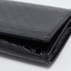 Pre Owned Gucci Black Microguccissima Patent Leather Small Broadway Clutch