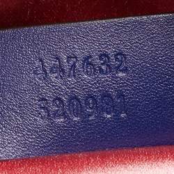 Pre Owned Gucci Blue Matelassé Velvet Leather Small GG Marmont Camera Bag