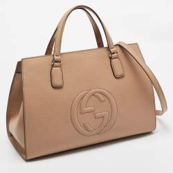 Pre Owned Gucci Beige Leather Soho Disco Tote