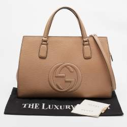 Pre Owned Gucci Beige Leather Soho Disco Tote