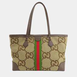 Gucci Beige/Brown Jumbo GG Canvas Ophidia Tote