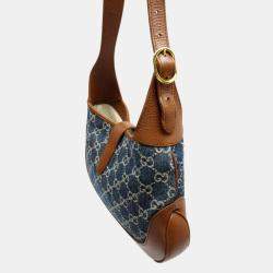 Gucci Blue/Brown New Denim GG Monogram Calfskin Small Jackie 1961 Shoulder Bag