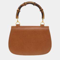 Gucci Brown Leather Bamboo 1947 Top Handle Bag