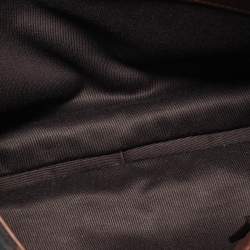 Pre Owned Gucci Dark Brown GG Canvas and Leather East West Horsebit Tote