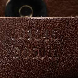 Pre Owned Gucci Dark Brown GG Canvas and Leather East West Horsebit Tote