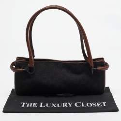 Pre Owned Gucci Dark Brown GG Canvas and Leather East West Horsebit Tote