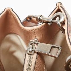 Pre Owned Gucci Peach Leather Medium Blooms Bamboo Shopper Tote