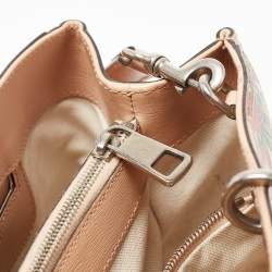 Pre Owned Gucci Peach Leather Medium Blooms Bamboo Shopper Tote