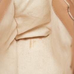 Pre Owned Gucci Peach Leather Medium Blooms Bamboo Shopper Tote