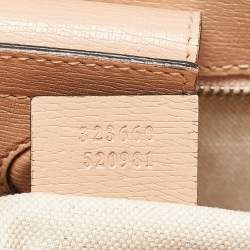 Pre Owned Gucci Peach Leather Medium Blooms Bamboo Shopper Tote