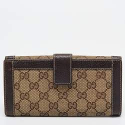 Gucci Beige/Brown GG Canvas and Leather Charmy Continental Wallet