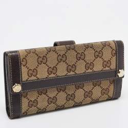 Gucci Beige/Brown GG Canvas and Leather Charmy Continental Wallet