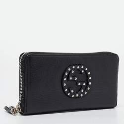 Pre Owned Gucci Black Leather Studded Soho Continental Wallet