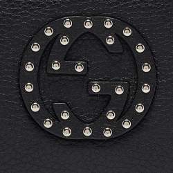 Pre Owned Gucci Black Leather Studded Soho Continental Wallet
