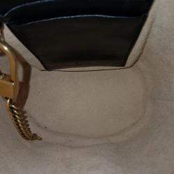 Gucci Black Calfskin Matelasse Mini GG Marmont Bucket Bag