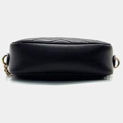 Pre Owned Gucci Black Calfskin Matelasse Mini GG Marmont Camera Crossbody Bag