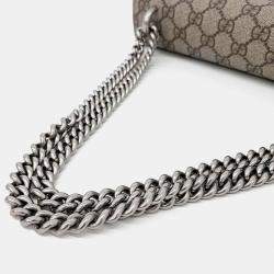 Pre Owned Gucci Beige GG Supreme Canvas and Suede Small Dionysus Shoulder Bag