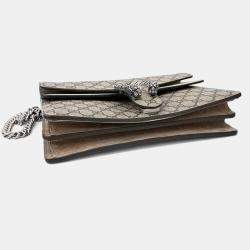 Pre Owned Gucci Beige GG Supreme Canvas and Suede Small Dionysus Shoulder Bag