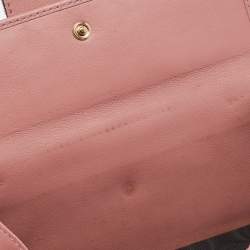 Gucci Pink/Beige GG Canvas and Leather Web Flap Continental Wallet