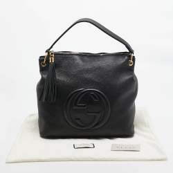Pre Owned Gucci Black Leather Soho Zip Hobo