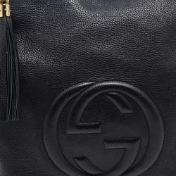 Pre Owned Gucci Black Leather Soho Zip Hobo