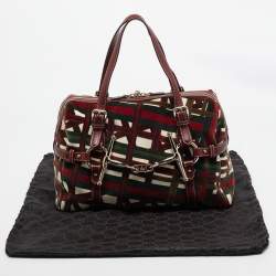 Pre Owned Gucci Multicolor Velvet and Leather Medium 85th Anniversary Boston Bag