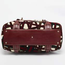 Pre Owned Gucci Multicolor Velvet and Leather Medium 85th Anniversary Boston Bag