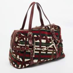 Pre Owned Gucci Multicolor Velvet and Leather Medium 85th Anniversary Boston Bag