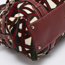 Pre Owned Gucci Multicolor Velvet and Leather Medium 85th Anniversary Boston Bag
