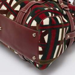 Pre Owned Gucci Multicolor Velvet and Leather Medium 85th Anniversary Boston Bag