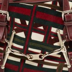 Pre Owned Gucci Multicolor Velvet and Leather Medium 85th Anniversary Boston Bag