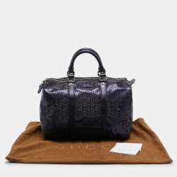Pre Owned Gucci Purple GG Imprime Canvas and Leather Medium Joy Boston Bag