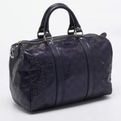 Pre Owned Gucci Purple GG Imprime Canvas and Leather Medium Joy Boston Bag