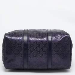 Pre Owned Gucci Purple GG Imprime Canvas and Leather Medium Joy Boston Bag