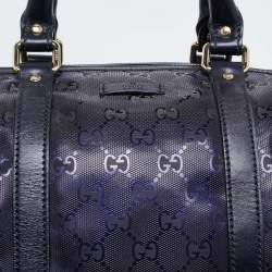 Pre Owned Gucci Purple GG Imprime Canvas and Leather Medium Joy Boston Bag