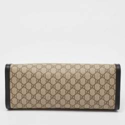 Pre Owned Gucci Beige/Black GG Supreme Canvas Medium Padlock Shoulder Bag