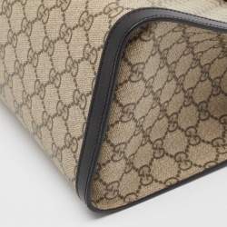 Pre Owned Gucci Beige/Black GG Supreme Canvas Medium Padlock Shoulder Bag