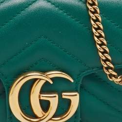 Pre Owned حقيبة كتف غوتشي سوبر مارمونت جي جي جلد ماتيلاس بني صغيرة 