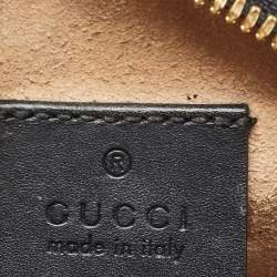 Pre Owned Gucci Black Leather and Suede Mini Web Ophidia Round Shoulder Bag