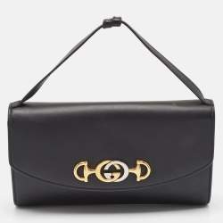 Pre Owned Gucci Black Leather Zumi Clutch Bag