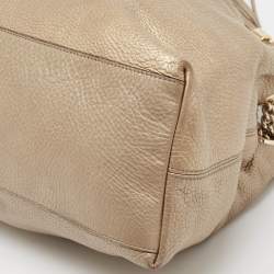 Pre Owned Gucci Light Gold Leather Medium Soho Chain Tote
